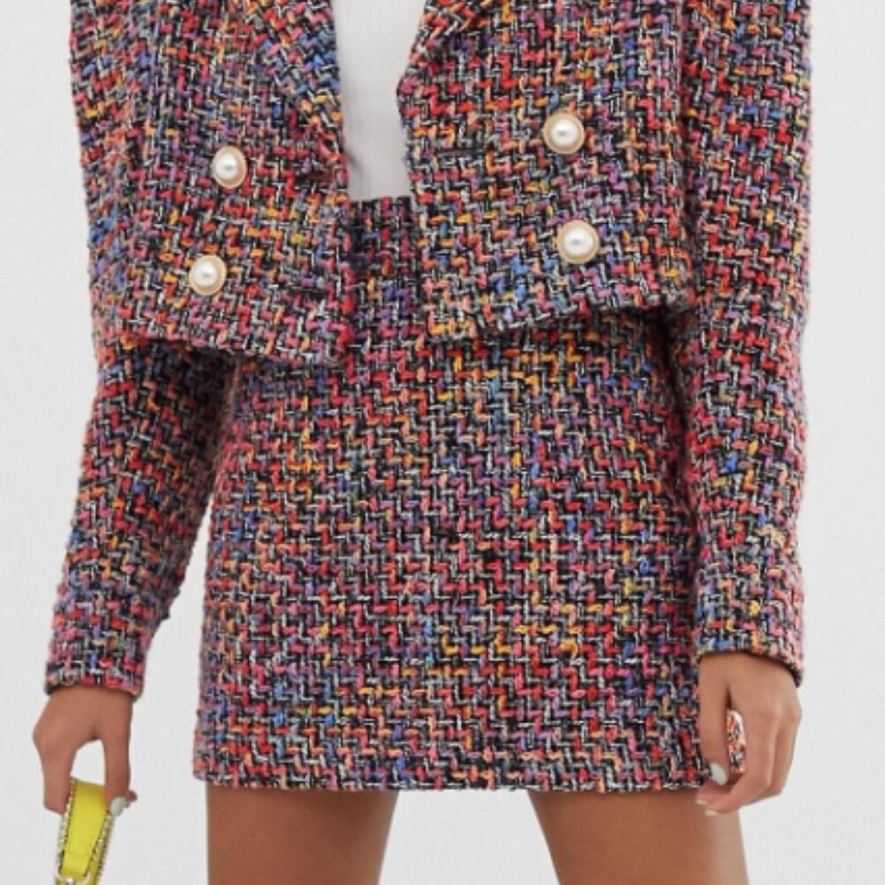 ASOS DESIGN Pop Boucle Mini Suit Skirt